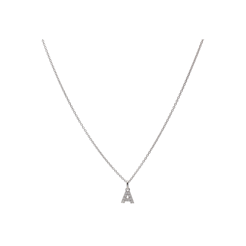 COLLANA GIROCOLLO COLLEZIONE LETTERE IN ORO BIANCO CON PENDENTE LETTERA A PAVÉ DI DIAMANTI - 370-XN2490