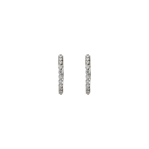 ORECCHINI A CERCHIETTO PICCOLO IN ORO BIANCO CON DEMI-PAVÉ DI DIAMANTI - 234-2315-1