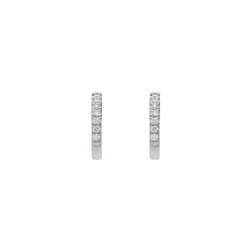 ORECCHINI A OVALINO PICCOLO IN ORO BIANCO CON DEMI-PAVÉ DI DIAMANTI - 326-BO826-10