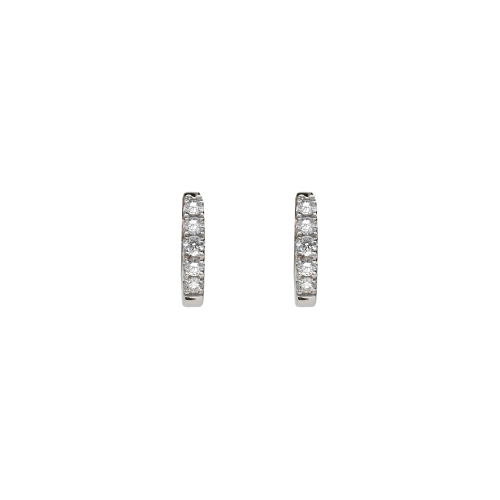 ORECCHINI A CERCHIETTO IN ORO BIANCO E DEMI-PAVÉ DI DIAMANTI MISURA PICCOLA - 292-N1