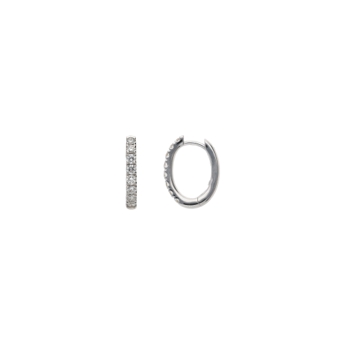 ORECCHINI A CERCHIETTO OVALE IN ORO BIANCO CON DEMI-PAVÉ DI DIAMANTI - 326-BO-150