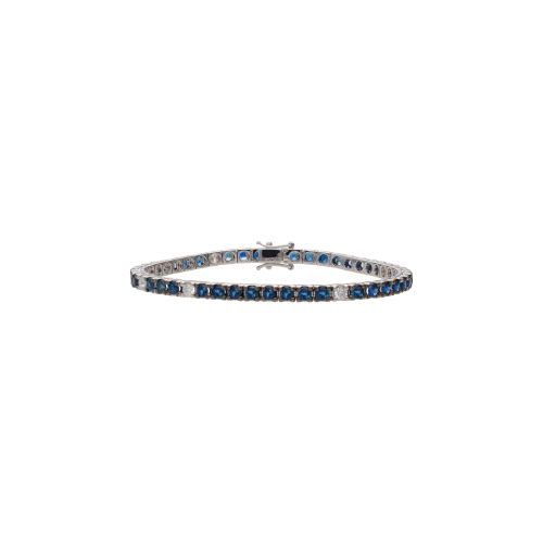 BRACCIALE TENNIS IN ORO BIANCO CON ZAFFIRI BLU E 5 DIAMANTI BIANCHI - 171-2982-48D