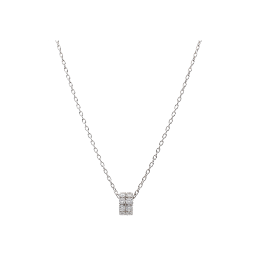 COLLANA GIROCOLLO IN ORO BIANCO CON PENDENTE CERCHIO IN PAVÉ DI DIAMANTI - 000-6091NS