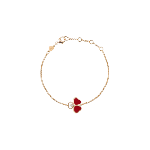CHOPARD - BRACCIALE HAPPY HEARTS WINGS, ORO ROSA ETICO, DIAMANTE, PIETRA ROSSA - 85A183-5081