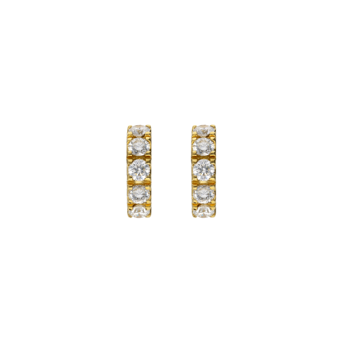 ORECCHINI A CERCHIO PICCOLO IN ORO GIALLO CON DEMI-PAVÈ DI DIAMANTI - 058-337G-117