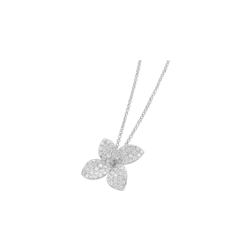 COLLANA PETIT GARDEN IN ORO BIANCO CON DIAMANTI, FIORE MEDIO - 15373B