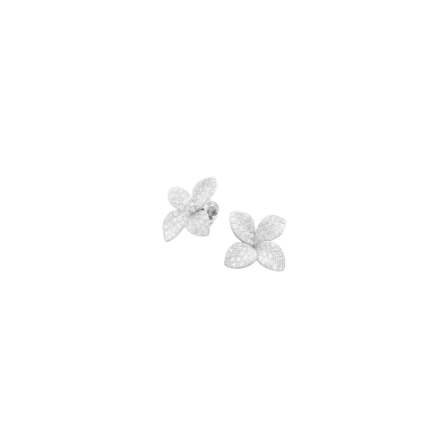 ORECCHINI PETIT GARDEN IN ORO BIANCO CON DIAMANTI, FIORE MEDIO - 15366B