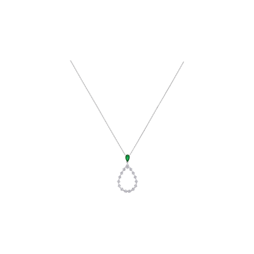 CHOPARD - COLLANA L'HEURE DU DIAMANT DROP, ORO BIANCO ETICO, DIAMANTI, SMERALDO - 79A063-1401