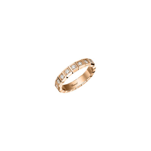 CHOPARD - ANELLO ICE CUBE ORO ROSA ETICO, PAVÉ DI DIAMANTI - 829834-5099