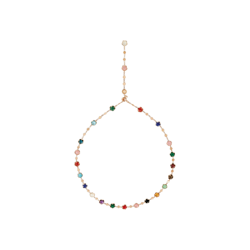 COLLANA  FIGLIA DEI FIORI IN ORO ROSA CON AGATA VERDE, CORNIOLA ROSSA, ONICE, PIETRA DI LUNA BIANCA, CALCEDONIO ROSA, CITRINO, AMETISTA, TOPAZIO BLU LONDON, QUARZO FUMÉ, TOPAZIO BLU, LAPISLAZZULI, CRISOPRASIO, GRANATO ROSSO, TURCHESE E DIAMANTI - 16704R