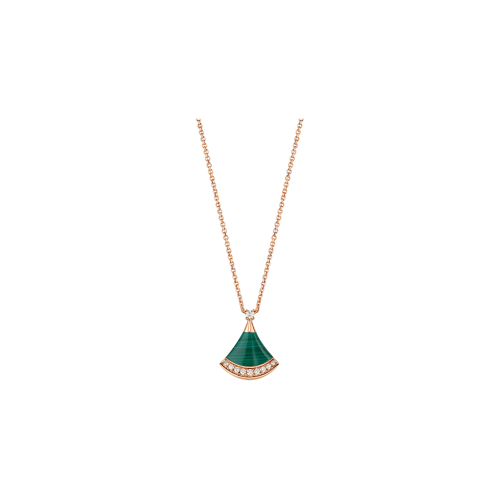COLLANA DIVAS' DREAM MIN ORO ROSA CON ELEMENTO IN MALACHITE E PAVÉ DI DIAMANTI - CL860210