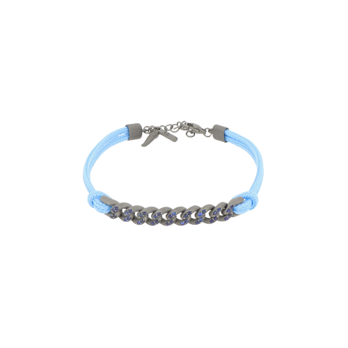 BRACCIALE GROUMETTE NAUTICA IN TITANIO CON ZAFFIRI BLU E LACCIO AZZURRO - BRG1011