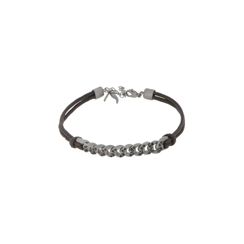 BRACCIALE GROUMETTE NAUTICA IN TITANIO CON DIAMANTI BLACK E LACCIO MOCHA - BRG1002