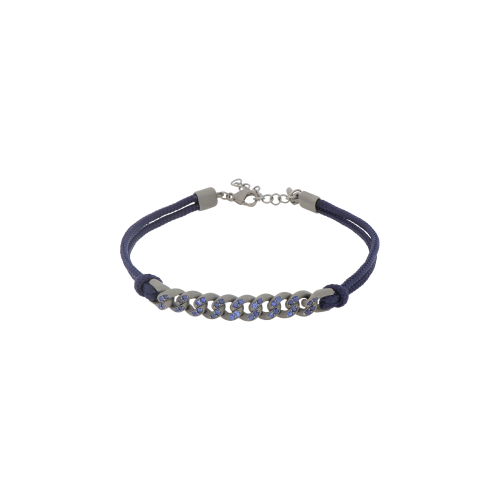 BRACCIALE GROUMETTE NAUTICA IN TITANIO CON ZAFFIRI BLU E LACCIO BLU NAVY - BRG1013