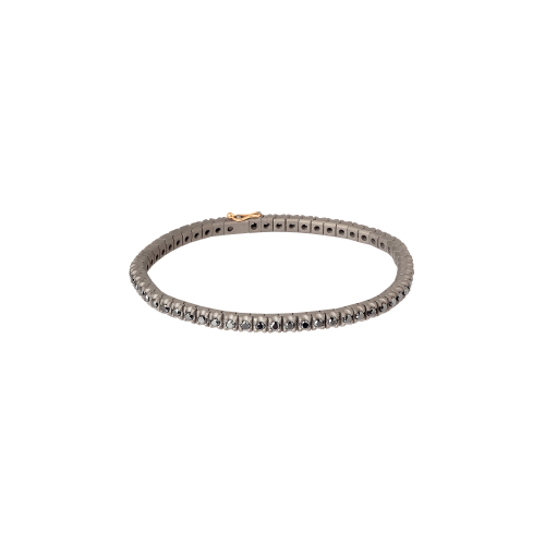 BRACCIALE TENNIS CLASSICO IN TITANIO, ORO ROSSO 18 KT E DIAMANTI BLACK DA 5 PUNTI. - MINTENBRTBBR5PT