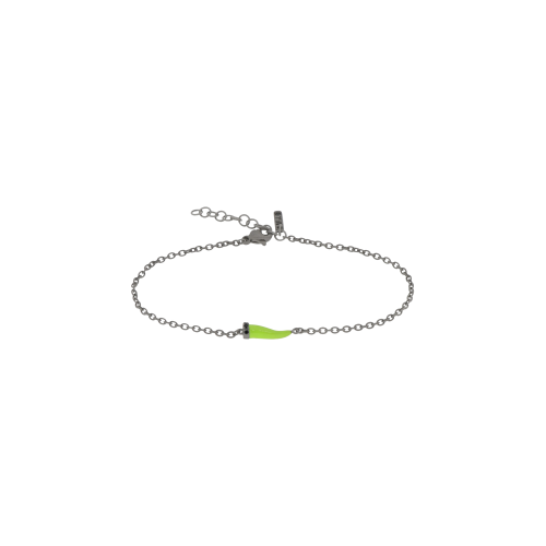 BRACCIALE CHARMS UOMO LUCKY HORN CON CORNETTO SMALTATO GIALLO FLUO IN TITANIO, 5 BLACK E CATENA - CHBRT5BBRKSM_GIALLOFLUO