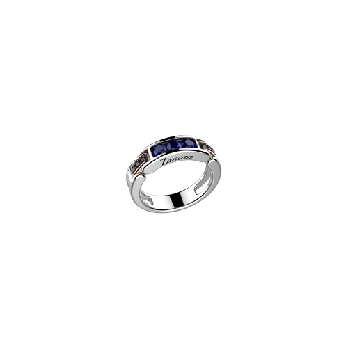 ANELLO ZANCAN IN ORO 18KT CON ZAFFIRI E DIAMANTI NERI - EA359BR