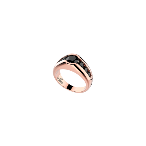 ANELLO ZANCAN IN ORO 18KT CON DIAMANTI NERI - EA303R