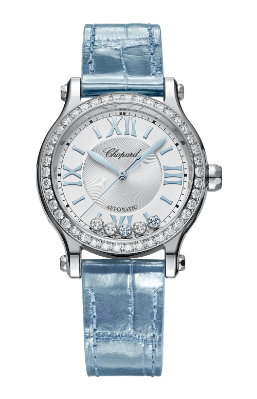 HAPPY SPORT 33 MM, LUCENT STEEL™, DIAMANTI, ACQUEMARINE - LIMITED EDITION - 278608-3009