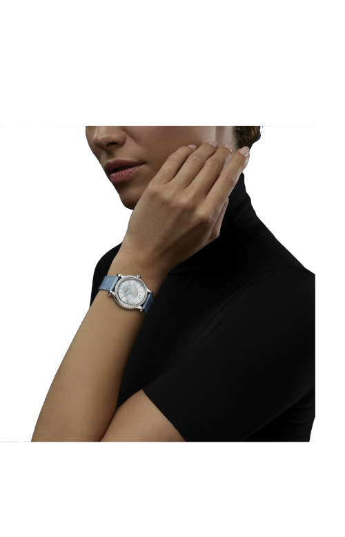 HAPPY SPORT 33 MM, LUCENT STEEL™, DIAMANTI, ACQUEMARINE - LIMITED EDITION - 278608-3009