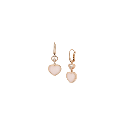 CHOPARD - ORECCHINI HAPPY HEARTS, ORO ROSA ETICO, DIAMANTI, OPALE ROSA - 837482-5620