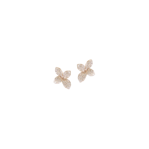 ORECCHINI GIARDINI SEGRETI IN ORO ROSA CON DIAMANTI BIANCHI E CHAMPAGNE, FIORE PICCOLO - 16381R