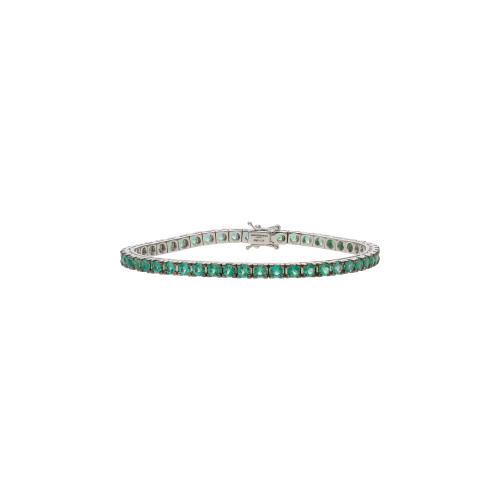 BRACCIALE TENNIS IN ORO BIANCO CON SMERALDI - M.TBRSME2.9OB