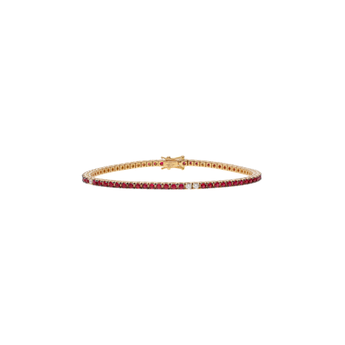 BRACCIALE TENNIS IN ORO ROSA CON RUBINI E SATELLITI DI DIAMANTI - M.TBRRUBYDIA2.00OR