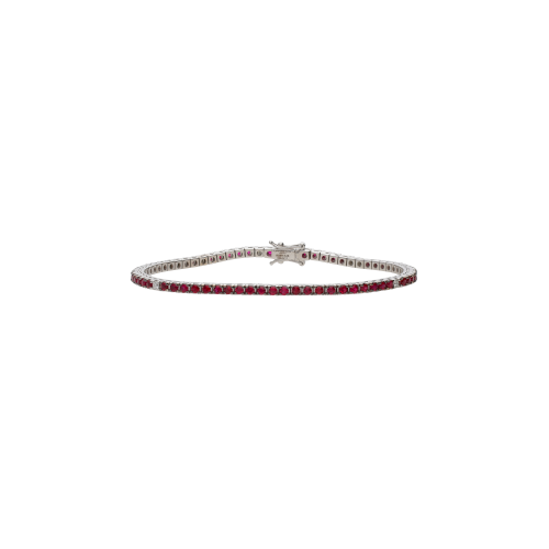 BRACCIALE TENNIS IN ORO BIANCO CON RUBINI E SATELLITI DI DIAMANTI - M.TBRRUBYDIA2.00OB