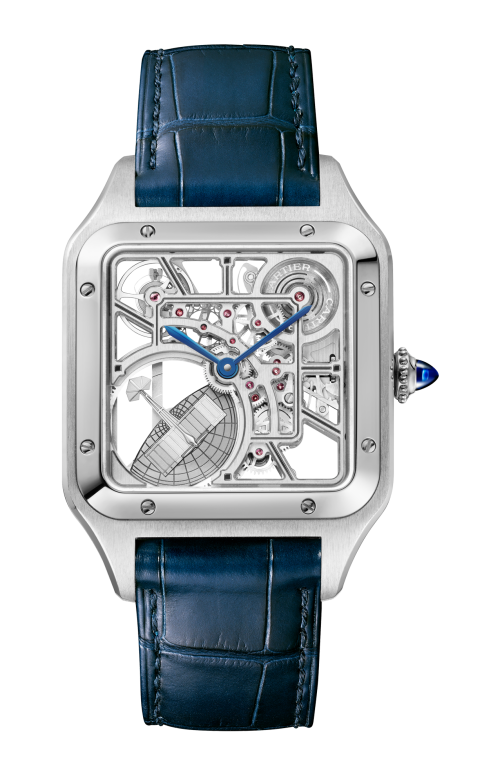 SANTOS-DUMONT SCHELETRATO CON MICRO-ROTORE MODELLO GRANDE, ACCIAIO, AUTOMATICO - WHSA0032