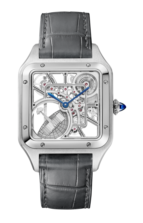 SANTOS-DUMONT SCHELETRATO CON MICRO-ROTORE MODELLO GRANDE, ACCIAIO, AUTOMATICO - WHSA0032