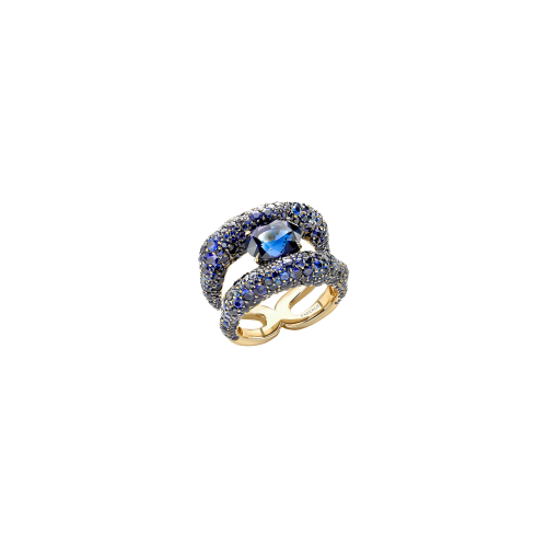 ANELLO CHARMEUSE IN ORO GIALLO E ZAFFIRI BLU - 958RG1593