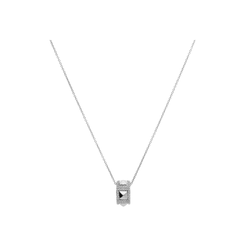 GIROCOLLO COLLEZIONE PIRAMIDI CON CIONDOLO CENTRALE IN ORO BIANCO PLAIN GOLD E PAVÉ DI DIAMANTI BIANCHI TAGLIO BRILLANTE - CIOPIROBDIA