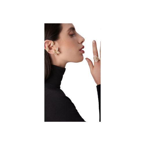 EAR CUFF ALELUIÁ IN ORO ROSA 18 CARATI CON DIAMANTI BIANCHI E CHAMPAGNE - 16363R