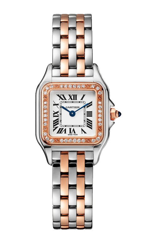 PANTHÈRE DE CARTIER MODELLO PICCOLO, ORO ROSA, ACCIAIO E DIAMANTI, QUARZO - W3PN0014