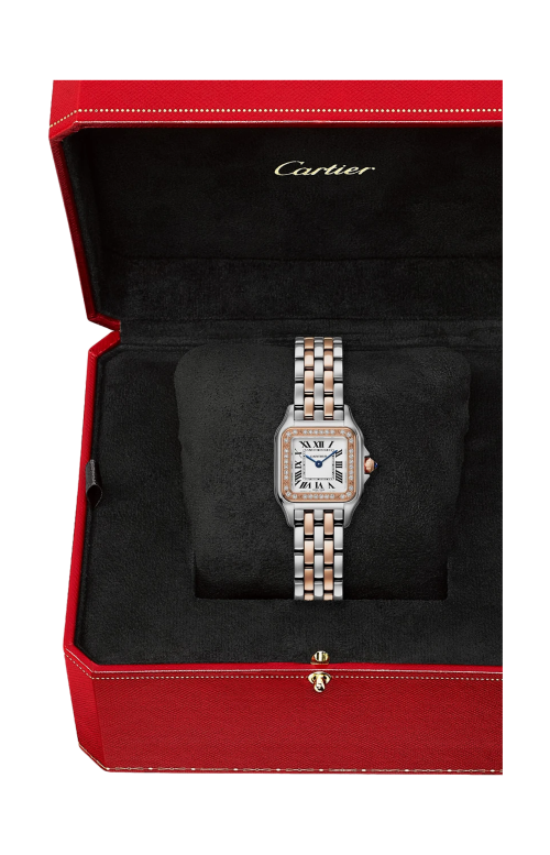 PANTHÈRE DE CARTIER MODELLO PICCOLO, ORO ROSA, ACCIAIO E DIAMANTI, QUARZO - W3PN0014