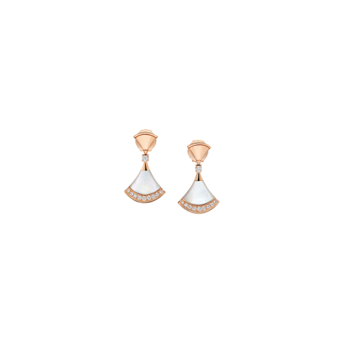ORECCHINI DIVAS' DREAM IN ORO ROSA CON PAVÉ DI DIAMANTI ED ELEMENTI IN MADREPERLA - OR860393