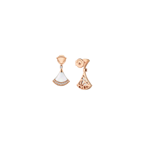 ORECCHINI DIVAS' DREAM IN ORO ROSA CON PAVÉ DI DIAMANTI ED ELEMENTI IN MADREPERLA - OR860393