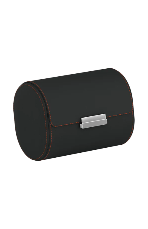 POCHETTE 2 ASTUCCIO PER OROLOGI IN PELLE GRIGIO ARDESIA/ARANCIONE