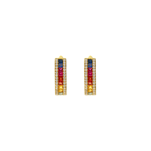 ORECCHINI RAINBOW IN ORO GIALLO CON DIAMANTI E ZAFFIRI MULTICOLOR - KE1016/MS