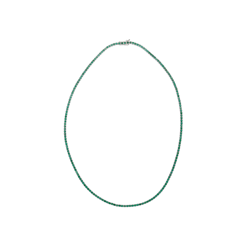 COLLANA TENNIS GIROCOLLO COLLEZIONE FOREVER IN ORO BIANCO E SMERALDI - AN3910/EM