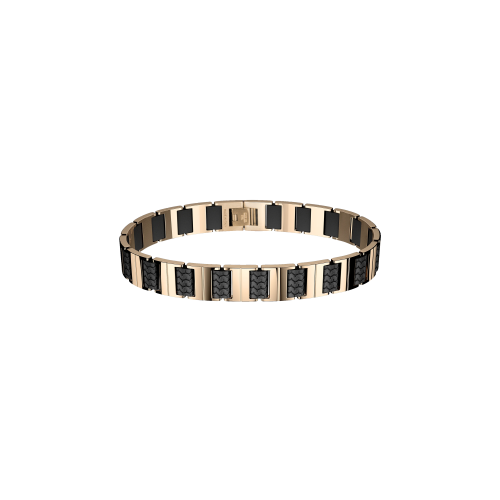 CHOPARD - BRACCIALETTO CLASSIC RACING, CAUCCIU' NERO E METALLO DORATO ROSA - 95016-0228