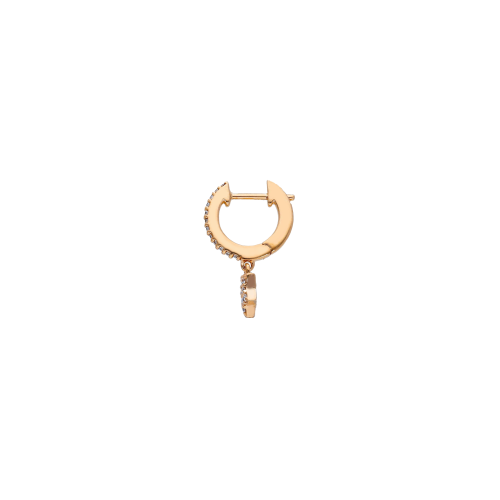 MONO ORECCHINO A CERCHIO PICCOLO IN ORO ROSA CON PAVÉ DI DIAMANTI E STELLA PENDENTE - 246680-MONO