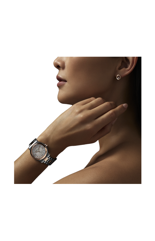 HAPPY SPORT 33 MM, AUTOMATICO, ORO ROSA ETICO, LUCENT STEEL™, DIAMANTI - 278608-6002