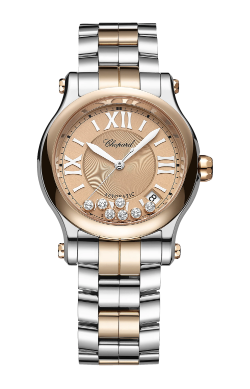 HAPPY SPORT 36 MM, AUTOMATICO, ORO ROSA ETICO, LUCENT STEEL™, DIAMANTI - 278559-6019