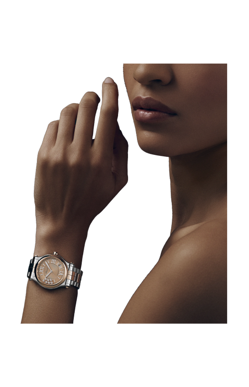 HAPPY SPORT 36 MM, AUTOMATICO, ORO ROSA ETICO, LUCENT STEEL™, DIAMANTI - 278559-6019
