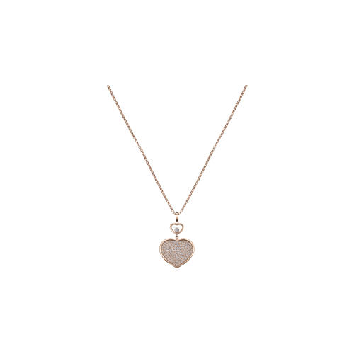 CHOPARD - CIONDOLO CON CATENA HAPPY HEARTS IN ORO ROSA ETICO, DIAMANTI - 79A075-5901