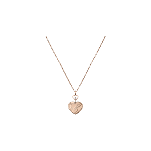 CHOPARD - CIONDOLO CON CATENA HAPPY HEARTS IN ORO ROSA ETICO, DIAMANTI - 79A075-5901