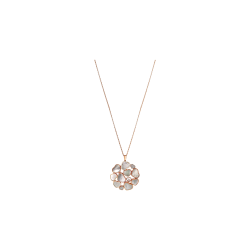 CHOPARD - PENDENTE CON CATENA HAPPY HEARTS IN ORO ROSA CON DIAMANTE E MADREPERLA - 79A483-5301