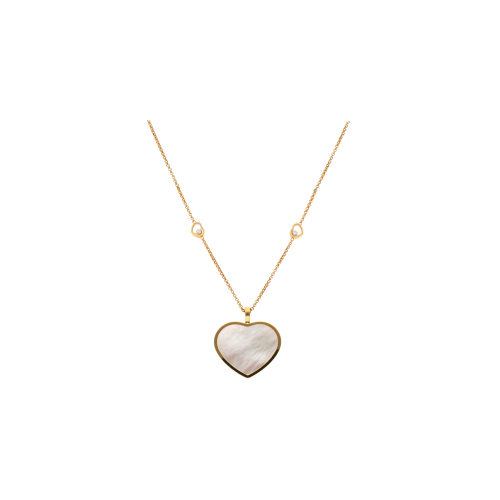CHOPARD - PENDENTE CON CATENA HAPPY HEARTS, ORO ROSA ETICO, MADREPERLA, DIAMANTI - 79A084-5301